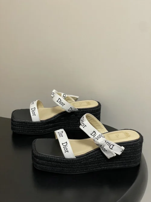Dior J'Adior Square-Toe Wedge Platform Slides