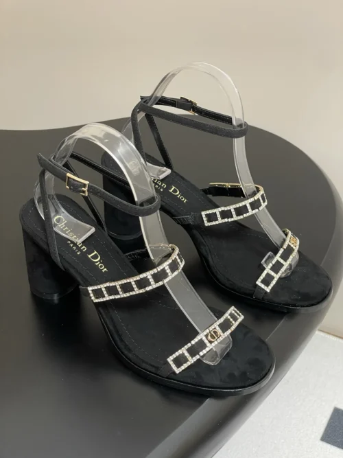Dior Suede Lace-Up Heeled Sandals