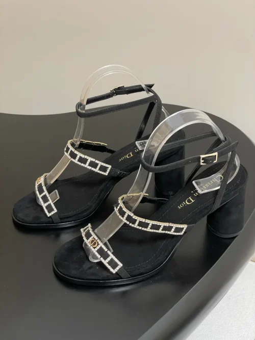 Dior Suede Lace-Up Heeled Sandals