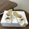 Dior Lambskin Square-Toe Bow-Detail Slides