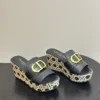 Dior Peep-Toe Wedge Slides