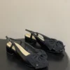 Dior Leather Slingback Bow-Detail Heeled Sandals