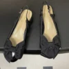 Dior Leather Slingback Bow-Detail Heeled Sandals