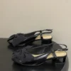 Dior Leather Slingback Bow-Detail Heeled Sandals