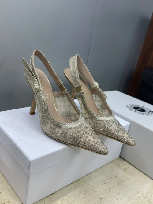 Dior J'Adior Square-Toe Crystal-Embellished Heeled Sandals