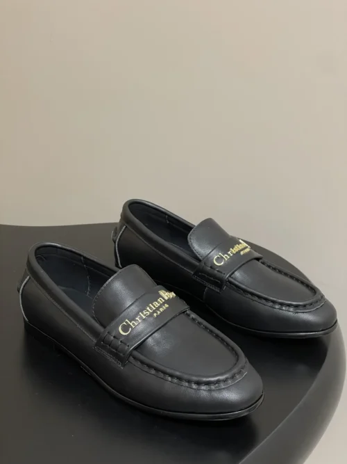 Dior Leather Buckle Ballet Flats