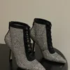 Dior Mesh Pointed-Toe Lace-Up Ankle Boots