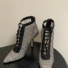 Dior Mesh Pointed-Toe Lace-Up Ankle Boots