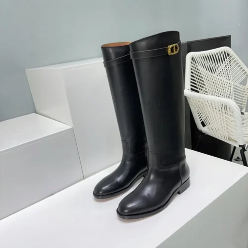 Dior Leather Buckle Riding Boots