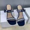 Dior J'Adior Square-Toe Bow-Detail Slides