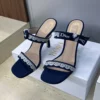 Dior J'Adior Square-Toe Bow-Detail Slides