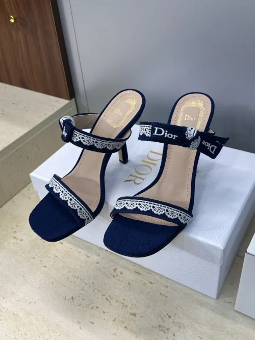 Dior J'Adior Square-Toe Bow-Detail Slides