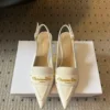 Dior Leather Pointed-Toe Slingback Heeled Sandals