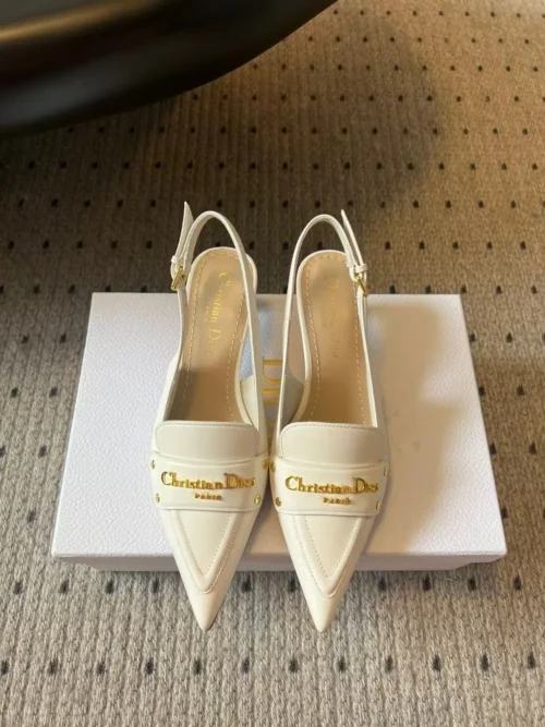 Dior Leather Pointed-Toe Slingback Heeled Sandals