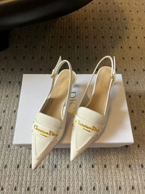 Dior Leather Pointed-Toe Slingback Heeled Sandals