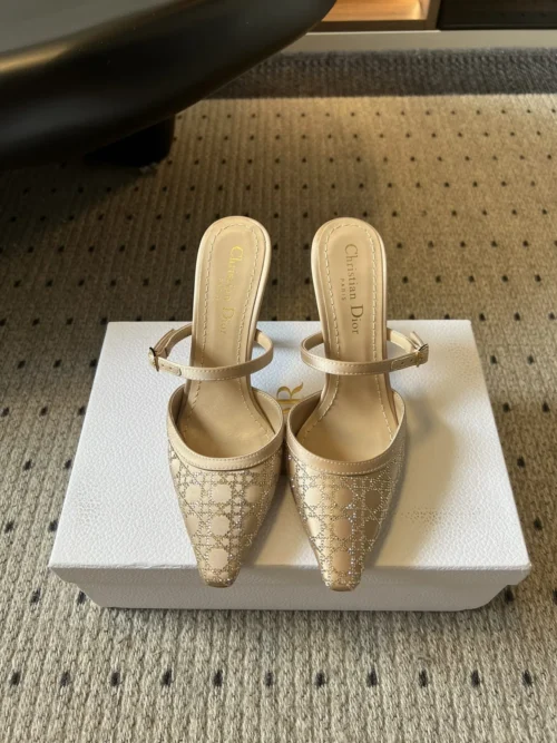 Dior Pointed-Toe Crystal-Embellished Heeled Mules