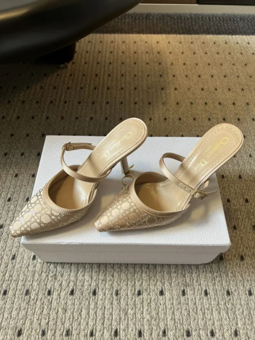 Dior Pointed-Toe Crystal-Embellished Heeled Mules