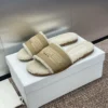 Dior Dway Shearling Square-Toe Slides