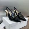 Dior Lambskin Pointed-Toe Slingback Heeled Sandals