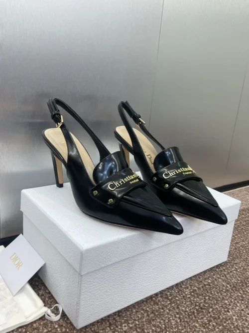 Dior Lambskin Pointed-Toe Slingback Heeled Sandals