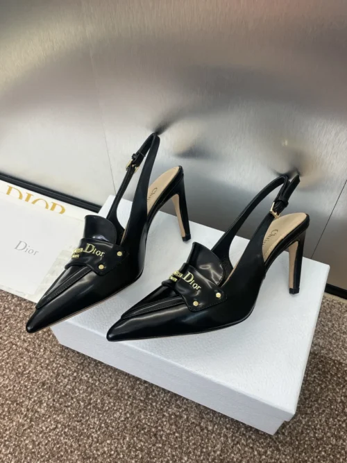 Dior Lambskin Pointed-Toe Slingback Heeled Sandals