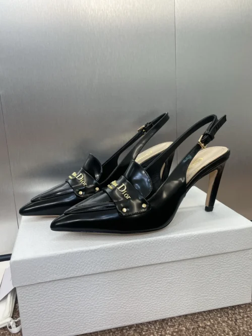 Dior Lambskin Pointed-Toe Slingback Heeled Sandals