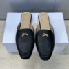 Dior Leather Square-Toe Bow-Detail Mules