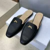 Dior Leather Square-Toe Bow-Detail Mules