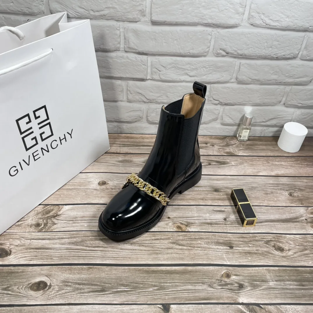 Givenchy Leather Chain-Detail Ankle Boots