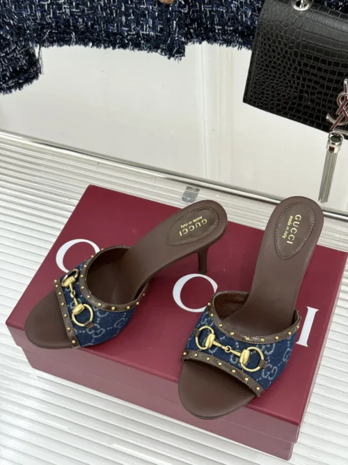 Gucci Lambskin Studded Slides
