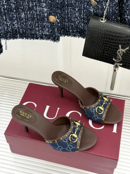 Gucci Lambskin Studded Slides