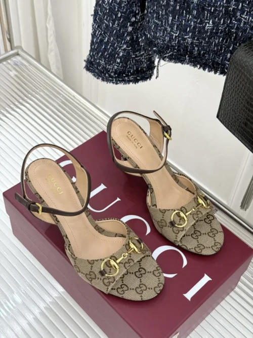 Gucci Lambskin Peep-Toe Heeled Sandals