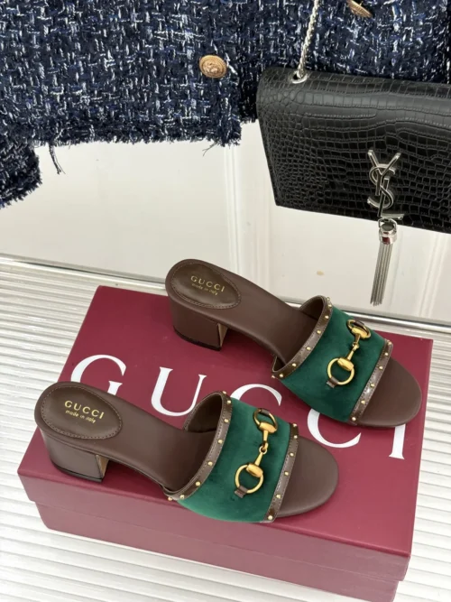 Gucci Lambskin Studded Slides