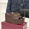 Gucci Lambskin Peep-Toe Wedge Platform Slides
