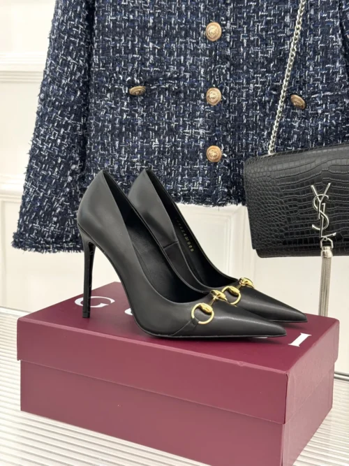 Gucci Lambskin Pointed-Toe Heeled Sandals