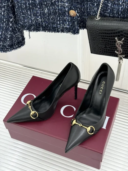 Gucci Lambskin Pointed-Toe Heeled Sandals