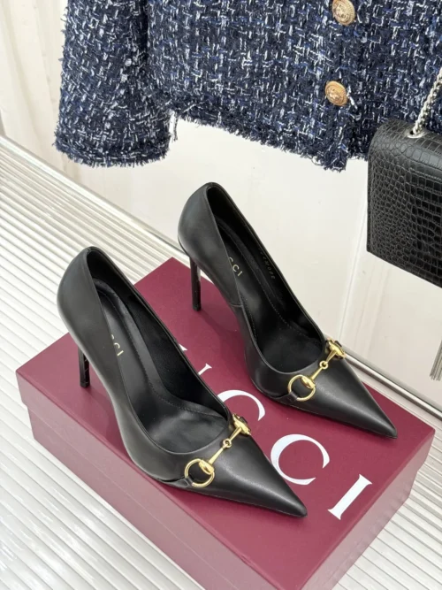 Gucci Lambskin Pointed-Toe Heeled Sandals