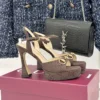 Gucci Lambskin Peep-Toe Heeled Sandals