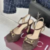 Gucci Lambskin Peep-Toe Heeled Sandals