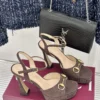 Gucci Lambskin Peep-Toe Heeled Sandals