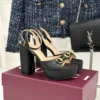 Gucci Lambskin Peep-Toe Heeled Sandals