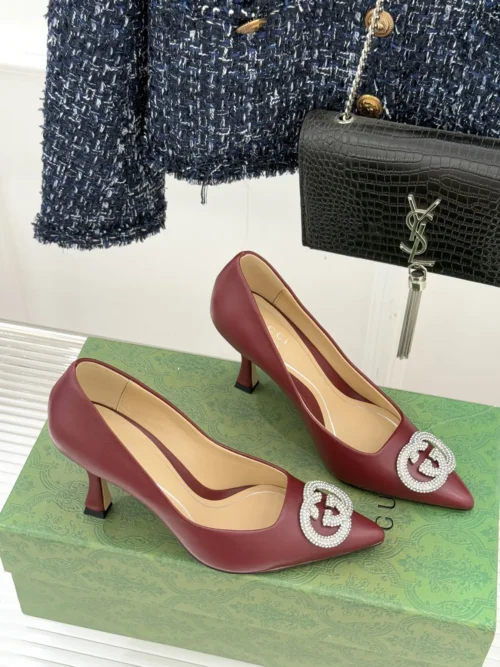 Gucci Lambskin Pointed-Toe Crystal-Embellished Pumps