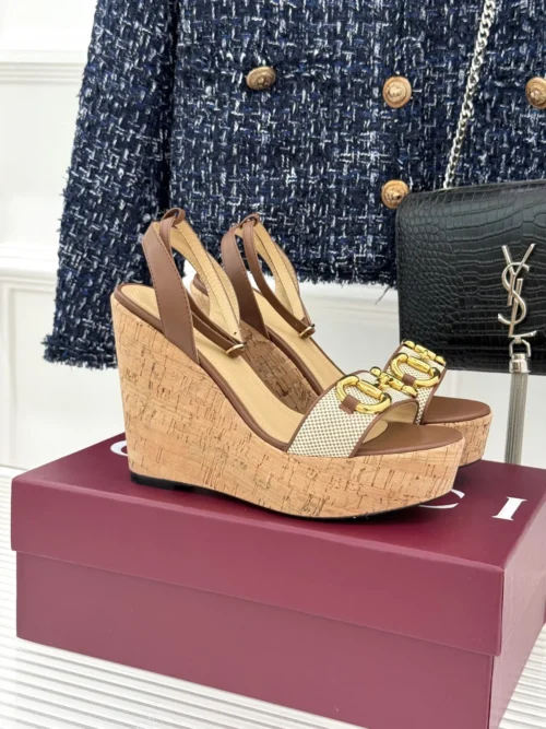 Gucci Lambskin Wedge Sandals