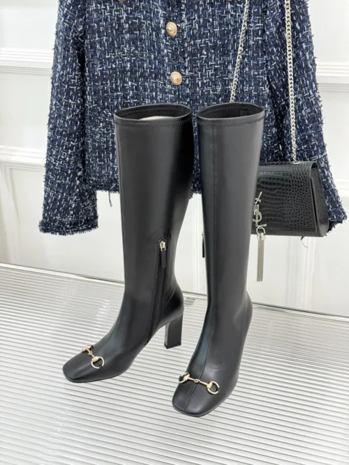 Gucci Lambskin Square-Toe Boots