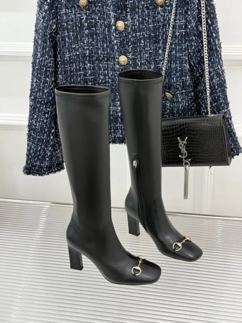 Gucci Lambskin Square-Toe Boots