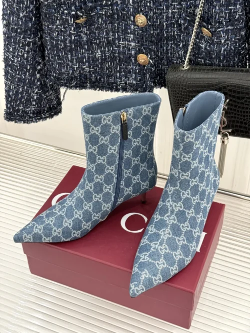 Gucci Lambskin Pointed-Toe Ankle Boots