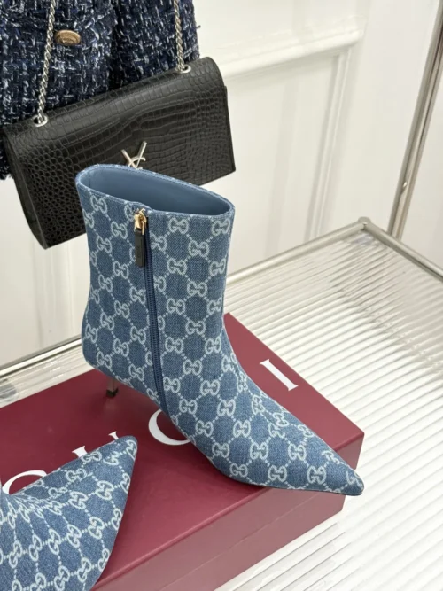 Gucci Lambskin Pointed-Toe Ankle Boots