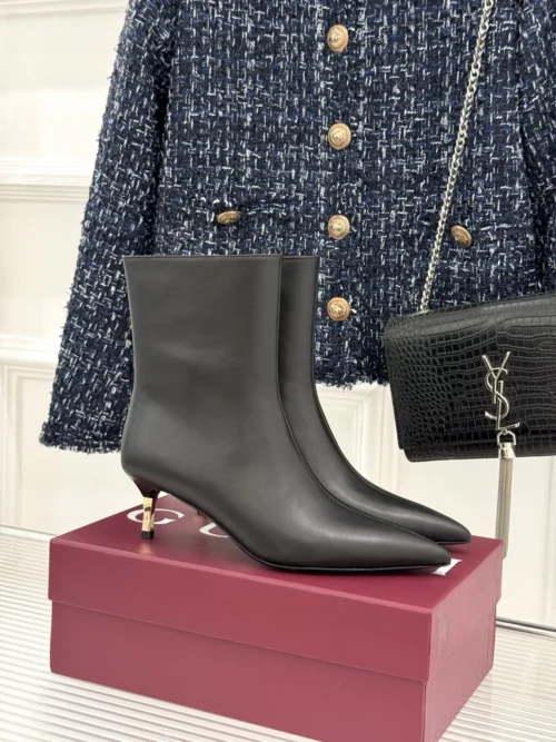 Gucci Lambskin Pointed-Toe Ankle Boots