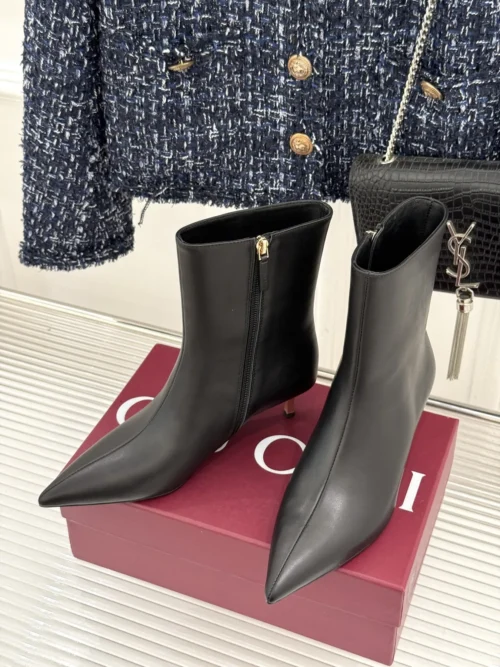 Gucci Lambskin Pointed-Toe Ankle Boots