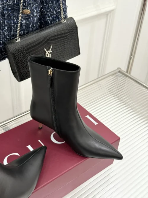 Gucci Lambskin Pointed-Toe Ankle Boots